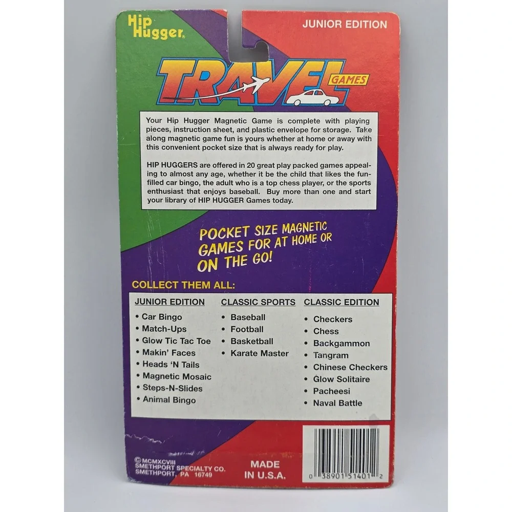Vintage Travel Toy 1998 Hip Hugger Magnetic Mosaic Junior Edition No. 514 90s